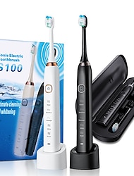 sonische elektrische tandenborstel draadloos opladen 5 poetsstanden met reisdoos stofkap voor opzetborstel 3 vervangende opzetborstels met zachte haren