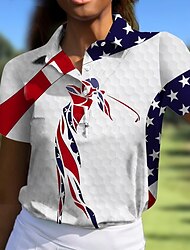 Women's Golf Polo Shirt Dark Blue Short Sleeve Sun Protection Top Ladies Golf Attire Clothes Outfits Wear Apparel