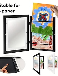 1pc Kids Art Frame Storage Supplies Magnetic Front Opening Changeable Children Artwork Picture Frame Poster 3D Drawing Paintings Schoolwork Display Paintings Organizer Box