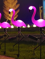 1/3 pçs luz de gramado solar flamingo ao ar livre à prova d'água luz de jardim rosa flamingo quintal selva passarela decoração de paisagem