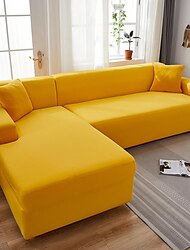 Funda elástica para sofá, funda elástica para sofá seccional, sillón de dos plazas, 4 o 4 o 3 plazas, en forma de L, gris, azul, lisa, sólida, suave, duradera, lavable