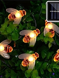 cordão de luzes de abelhas solares de energia solar cordão de luzes de fada de abelha à prova d'água 30 leds para jardim ao ar livre festa de verão decoração de natal de casamento