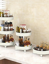 Multifuncional cozinha 360 rack de armazenamento giratório caixa de especiarias prateleira altura ajustável banheiro organizador de cosméticos