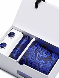 Conjunto de gravata de qualidade masculina com caixa de bolso quadrado abotoaduras conjunto de clipe de gravata para casamento 2024