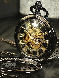 Tiedan men steampun esqueleto antigo relógio de bolso mecânico colar de corrente relógios casuais com caixa de presente
