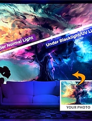 Vlastní Personalizovaný Černé Světlo Gobelín Světélkující Party Neon UV Reaktivní Navrhněte si Vlastní Nástěnnou Umění Mural Dekor (doporučujeme definici fotografie 3Mo nebo více)