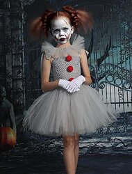 Es Clown Pennywise Kleid Cosplay Kostüm Tutu Kinder Mädchen Cosplay Gruselkostüm Performance Party Halloween Karneval Maskerade Einfache Halloween-Kostüme Karneval