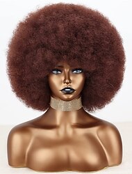 Kurze 70er Afro Perücken für Schwarze Frauen Große Synthetik Schwarze Kurze Afro Perücke 70er 8 Zoll 60er Afro Perücke für Frauen Spritzig und Weich Natürlich Aussehend Halloween Cosplay Party
