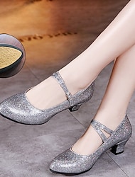 Női Latin cipő Parti Csillogó kristály flitteres ékszer Extra méret Divat Tűsarok Erősített lábujj Papucs Tinédzser Felnőttek Ezüst Fekete Arany