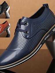 Bărbați Oxfords Pantofi Derby Mărime Plus Size Sportiv Casual În aer liber Zilnic Imitație Piele Respirabil Comfortabil Anti-Alunecare Dantelat Negru Albastru piscină Maro Vară
