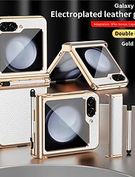 Puhelimen kuori Samsung Galaxy Z Flip 5 Z Flip 4 Z Flip 3 Bumper Nahka Kannettava Auto Unessa  Herääminen Iskunkestävä Kimallus Kiiltävä PC PU Nahka
