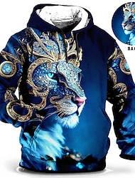 Ζώο Λιοντάρι Ανδρικά Καθημερινά 3D εκτύπωση Κάνε στην άκρη Αργίες Εξόδου Streetwear Με Κουκούλα Προσαρμοσμένη εκτύπωση Ρουμπίνι Μακρυμάνικο Με Κουκούλα Στάμπα Άνοιξη & Χειμώνας Σχεδιαστής