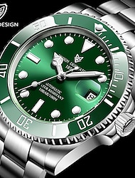 2023 lige 新しい腕時計メンズ自動機械式時計ファッションスポーツダイビングウォッチ 100atm 防水発光腕時計メンズ