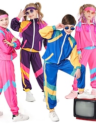 80-talet Hiphop Gatustil Byxa Kläder Jakke Disk Maskeradkläder Pojkar Flickor Karnevalsdräkt Maskerad Fest Maskerad Ledigt / vardag Barn Topp Byxor