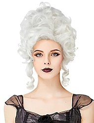 Classic 18th Century Baroque Marie Antoinette Wig Ladies Adult Halloween Cosplay Accessories Silver