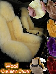 1PC New Sheepskin Fur Car Seat Cover Universal Wool Car Cushion Case Cover Front Car Seat Cover Car Accessories Car Seats Car-styling Car Interior Christmas Gift