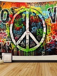 hippie groovy appeso arazzo arte della parete grande arazzo decorazione murale fotografia fondale coperta tenda casa camera da letto soggiorno decorazione pacifico amore anni '50 anni '60 festival