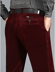 Męskie Garnitury Spodnie sztruksowe Spodnie zimowe Spodnie Spodnie garniturowe Kieszeń Równina Komfort Oddychający Na zewnątrz Codzienny Wyjściowe Moda Codzienny Czarny Wino