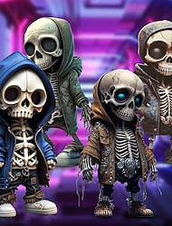 Geniales figuritas de esqueleto, 2023 nuevos adornos artesanales de resina de muñeca de esqueleto de halloween, mini figuritas de esqueleto geniales de moda personalizadas decoración esqueleto hombre estatua de resina muñeca para decoración de escritorio 