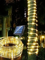 2/1 buc frânghie bandă de lumină solar cu LED-uri tub impermeabil șiruri de lumină zână în aer liber grădină de Crăciun gazon copac curte gard decor ale căii