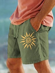 pantalones cortos de algodón para hombre pantalones cortos de verano pantalones cortos casuales cordón cintura elástica bolsillo delantero estampado gráfico sol transpirable suave corto al aire libre