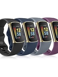 4 stuks verpakking van 3 stuks 2-pak Slimme horlogeband Compatibel met: Fitbit Charge 5 Siliconen Smartwatch Band Verstelbaar Sportband Vervanging Polsbandje