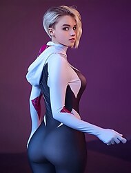 SPIDER Superheld Gwen Zentai-Anzüge Maskerade Cosplay Kostümparty Film Cosplay for Damen Erwachsene Maskerade Junggesellinnenabschiedsparty