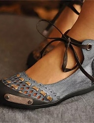 sapatos baixos vintage com cadarço femininos – sapatilhas casuais retrô de camurça oca para uso diário