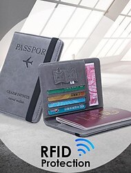 Reisepasshülle aus Leder, RFID-Gummiband, Reisekreditkarte, wasserdicht, Reisepasshülle, Herren- und Damenbrieftasche, Dokumenten-Organizer
