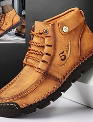 Miesten Bootsit Oxford-kengät 오피스 / 비즈니스 Käsintehdyt kengät Comfort-kengät Kävely Vintage Klassinen Vapaa-aika ulko- Päivittäin Nahka Mukava Nilkkurit Loaferit Musta Keltainen Khaki Kevät Syksy