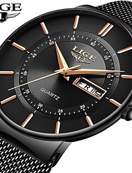LIGE Men’s Watches Top Brand Luxury Fashion Ultra Thin Date Clock Male Mesh belt casual Quartz Watch Men Sports Waterproof Wrist Watch