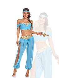 Aladino e la lampada magica Fiabe Da principessa Jasmine Costume da festa a tema Costumi da ballo Per donna Cosplay di film Cosplay Halloween Blu Halloween Carnevale Mascherata Abito