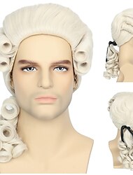 Coloniale pruik poeder pruik mannen blonde pruik historische carnaval kostuum pruik 18e eeuw peruke pruik Halloween pruiken