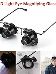 20X LED Magnifier Glasses Double Eye Jewelery Watch Repair Tools Lamp Loupes Eyewear Magnifying Glass Light