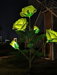 5-Head LED Solar Rose Orchid Flower Light - Waterproof Outdoor Pathway Garden Lamp, Simulation Lawn Light for Wedding, Party & Landscape Decor