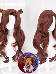 anime monster high cosplay περούκα clawdeen wolf cosplay μακριά σγουρά καφέ αποκριάτικες περούκες
