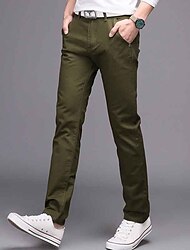 Men's Trousers Casual Pants Pocket Plain Comfort Breathable Outdoor Daily Going out 100% Cotton Fashion Casual Black Army Green