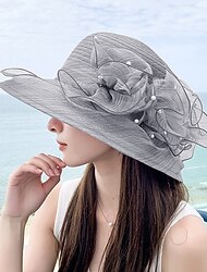 帽子 オーガンザ ケンタッキーダービー 教会 シンプル ボヘミアン と レース フラワー かぶと 帽子