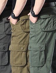 Per uomo Pantaloni cargo Pantaloni da escursione 6 Tasche Liscio Comfort Traspirante Esterno Giornaliero Per uscire 100% cotone Di tendenza Informale Grigio verde Giallo dell'esercito Media elasticità