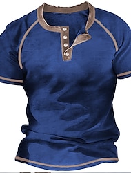 Miesten T-paita Henley-paita Siisti paita Tavallinen Henley Katu Loma Lyhyt hiha Vaatetus Suunnittelija Perus Moderni nykyaikainen