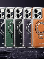 Phone Case For iPhone 16 15 14 Pro Max Plus 13 12 Pro Max Back Cover Magnetic Adsorption with Stand Holder Magnetic Full Body Protective Retro TPU PU Leather