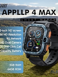 LOKMAT APPLLP 4 MAX Smartwatch 2.02 Zoll Smart Watch Telefon 3G 4G Bluetooth Schrittzähler Anruferinnerung AktivitätenTracker Kompatibel mit Android iOS Damen Herren GPS Freisprechanlage