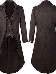 Retro / vintage Punk & goottilainen Keskiaika Päälystakki Smokki Frakki Ren Faire Vampyyri Ritari Miesten Steampunk Halloween Suoritus Juhlat LARP Aikuisten Takki
