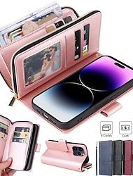 Phone Case For Samsung Galaxy S23 S22 S21 S20 Ultra Plus FE A54 A34 A14 A73 A53 A33 A23 A13 A72 A52 A32 A22 A12 Note 20 Ultra Note 20 10 Wallet Case with Stand Holder Magnetic Zipper Retro TPU Metal