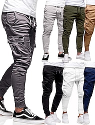 Bărbați Pantaloni Cargo Pantaloni cargo Jogger Pantaloni Peteci Buzunar cu Fermoar Culoare solidă Confort Respirabil Casual Zilnic Haine de strada Sport Modă Negru Alb Micro-elastic