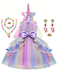 Unicorn Dress Cosplay Wigs Bag Dance Tight Tutus Movie Cosplay for Girls' Toddler Kid's Carnival New Year Masquerade Wedding Wedding Guest