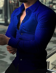 Gradient Herren Business Casual 3D gedruckt Shirt Langarm Turndown Button-Down Tops Grün Schwarz Blau Lila Rot Täglich Urlaub Mode Casual Atmungsaktiv