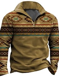 свитер с геометрическим узором, мужская толстовка с графическим принтом, этнические принты, повседневная классическая повседневная 3d толстовка, пуловер на молнии, праздник, выход на улицу, уличная