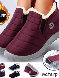 Men's Women's Sneakers Boots Slip-Ons Snow Boots Waterproof Boots Winter Boots Daily Solid Color Fleece Lined Booties Ankle Boots Winter Embroidery Zipper Flat Heel Round Toe Casual Minimalism Walking