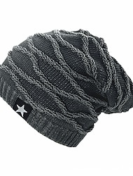 Men's Beanie Hat Knit Beanie Skull Cap Black Wine 100% Acrylic Skullies & Beanies Outdoor Vacation Plain Warm